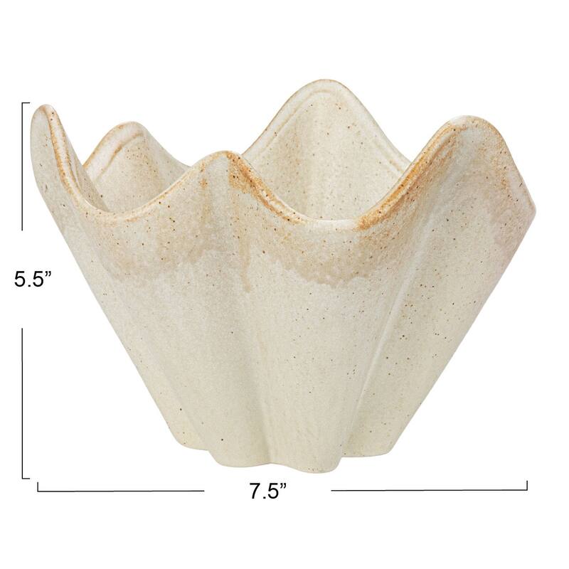 Stoneware Ruffled Bowl with Reactive Glaze