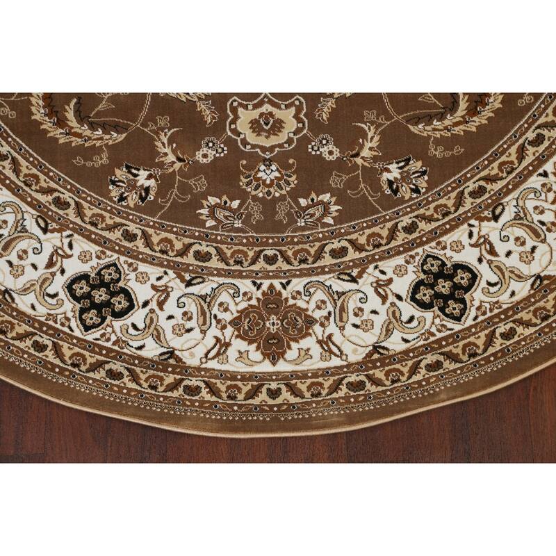 Traditional Brown Floral Oriental Tabriz Area Rug Turkish Carpet