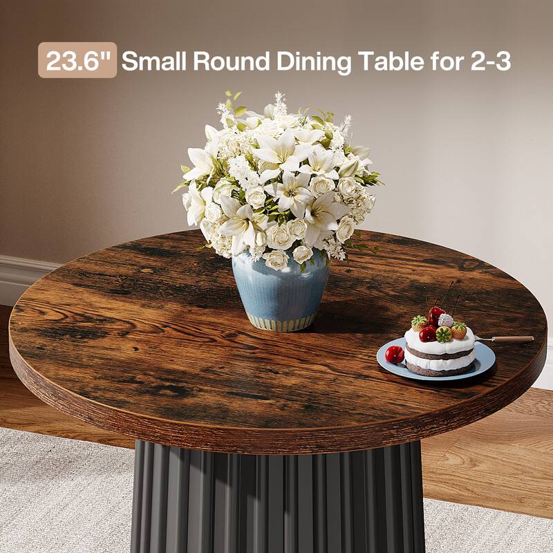 23 Inches Small Round Dining Table for 2 - 23.62"D x 23.62"W x 29.52"H