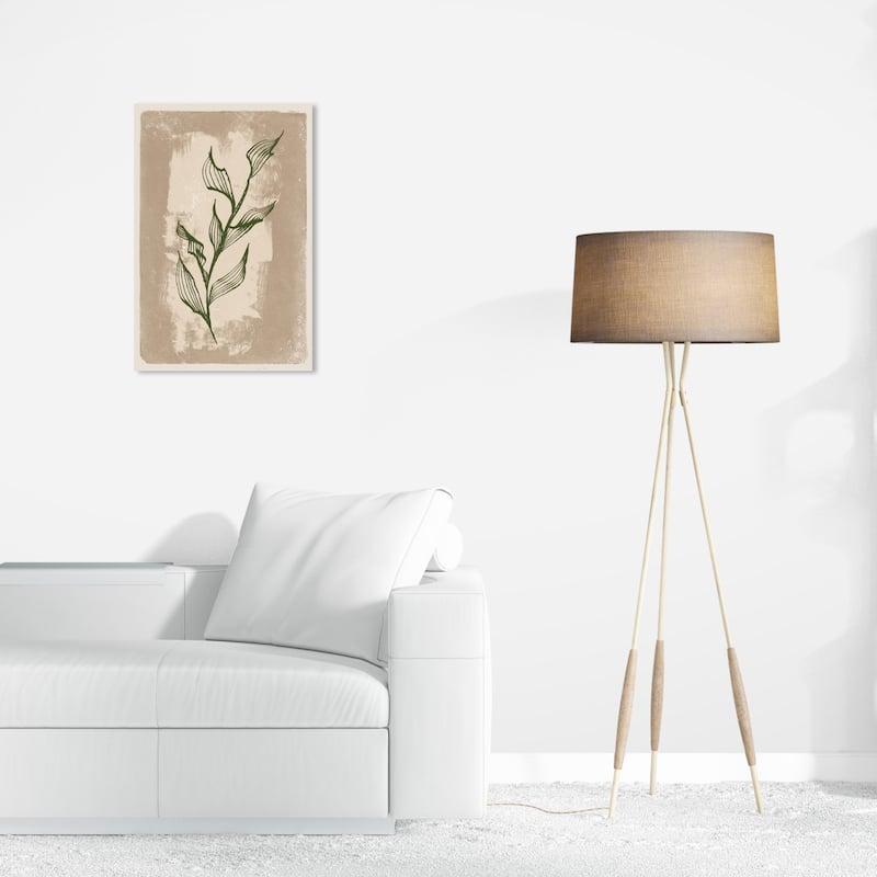 Wynwood Studio Canvas Floral and Botanical Illustrated Leaves II Green and Light Brown Rustic Wall Art Canvas Print - 24 x 16