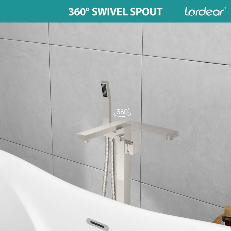 Lordear Bathtub Faucet Tub Filler Swivel Faucet with Hand Shower, Swivel Spout