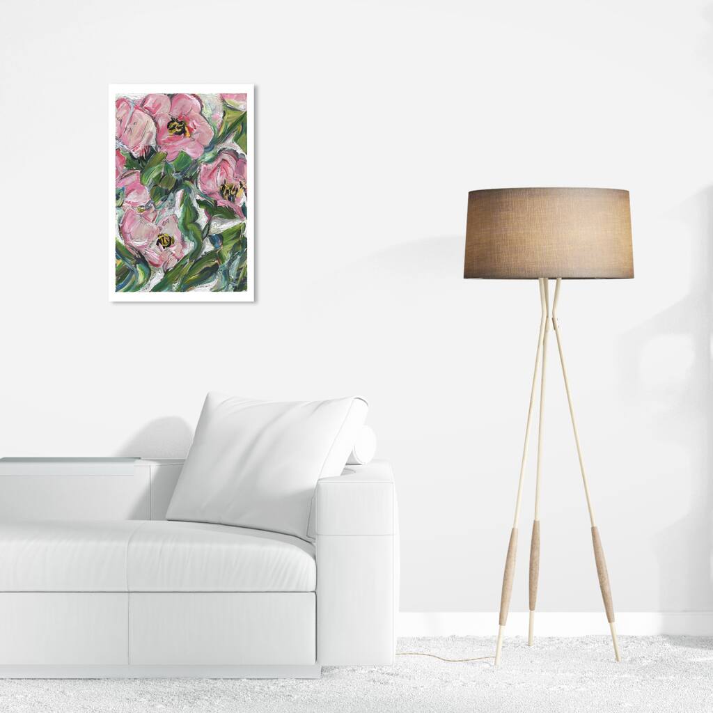 Wynwood Studio Canvas Floral and Botanical Inside Joy Pink and Pastel Pink Farmhouse Wall Art Canvas Print - Pink, Green
