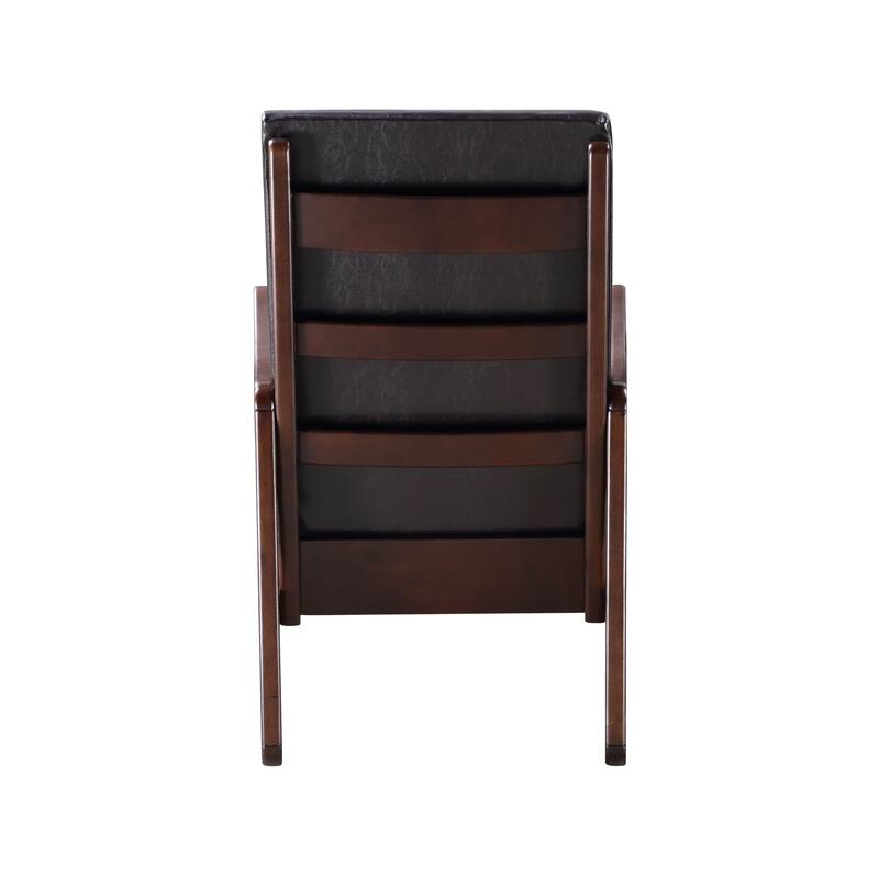 Dark brown Synthenic Leather & Espresso Finish Rocking Chair