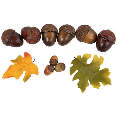 Fall Harvest Artificial Acorns and Maple Leaves Decoration Set - 11 Piece