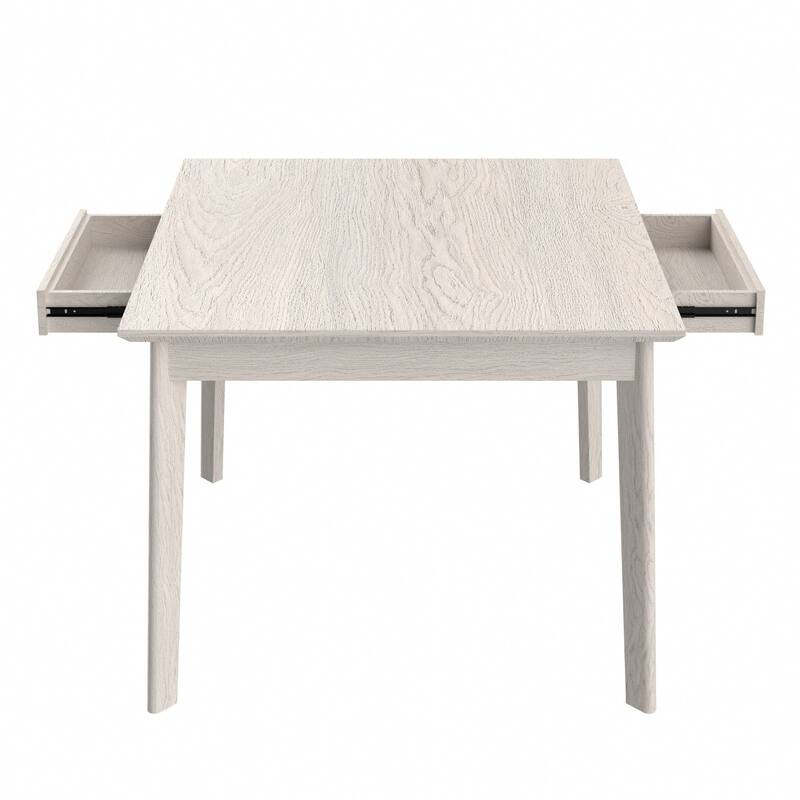 5 Piece Dining Table Set for 4, Solid Wood Kitchen Table Set with 4 Upholstered Chairs and Storage Drawers