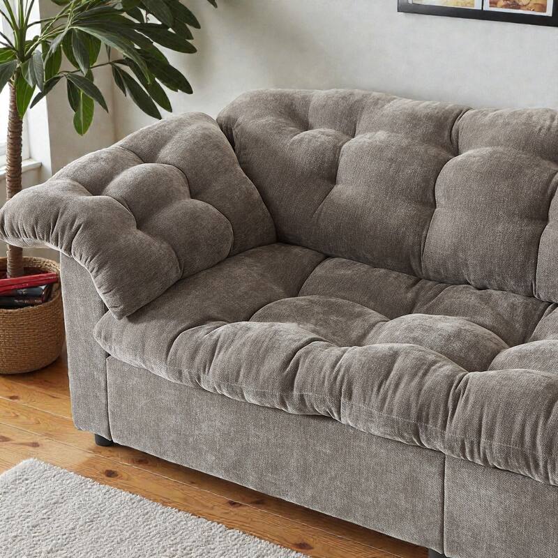94.8" Chenille Deep Seat Sofa, Modern Cloud-Like Upholstered 3-Seater Couch for Living Room, Bedroom, Office & Apartments
