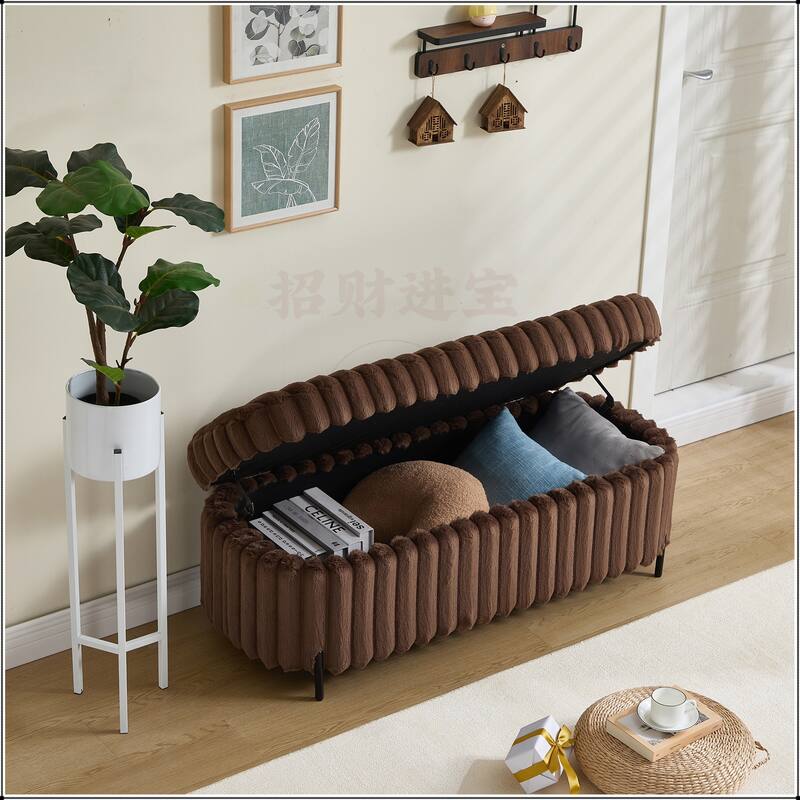 Upholstered Bench with Metal Legs