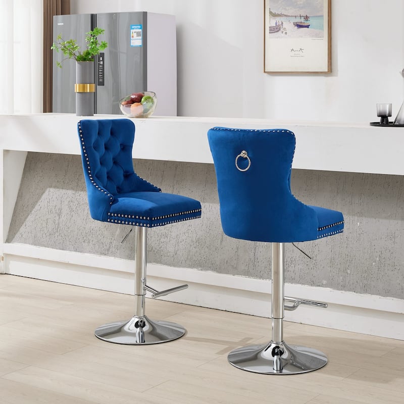 Upholstered Swivel Barstools Side Chair Set of 2