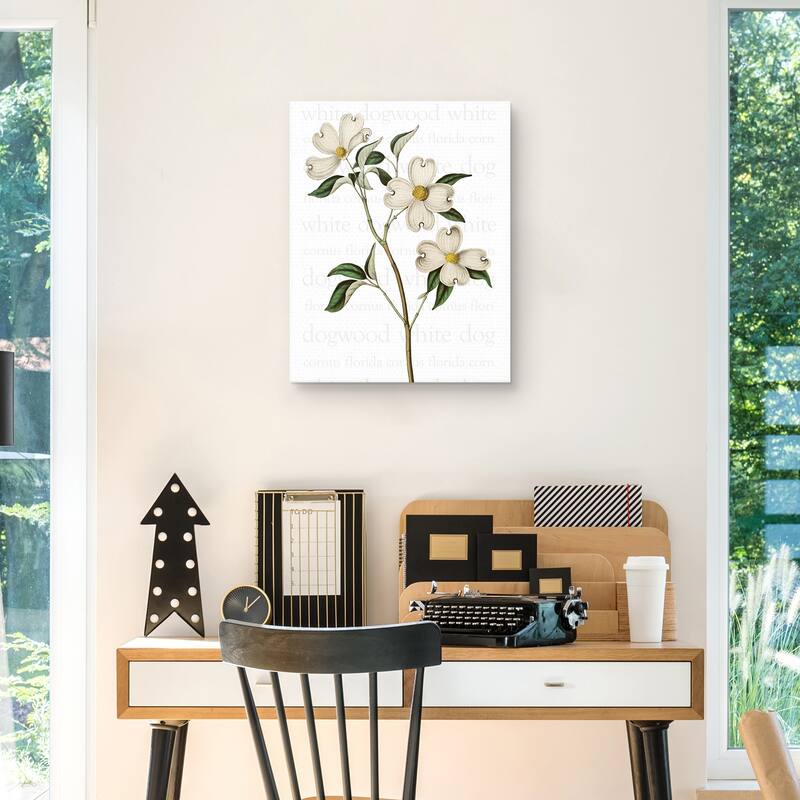 White Dogwood Text by Design Lab Canvas Art Print
