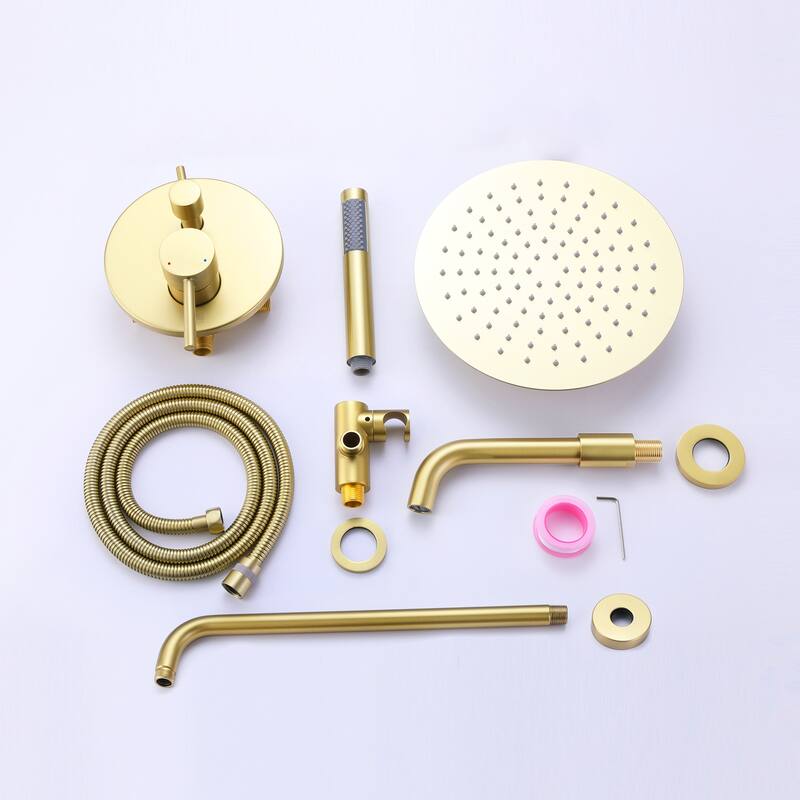 9.84" Solid Brass Pressure Banlanced Shower System with Rough in-Valve