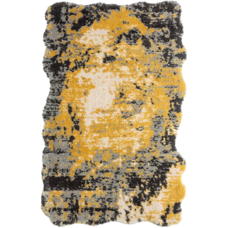 Zenith Abstract Shag Area Rug - Abstract Shape 5'7" x 8'7" - Yellow