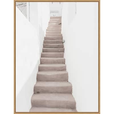 Ascending Santorini Stairs by Bella Eve Framed Canvas Wall Art Print - Sylvie Natural