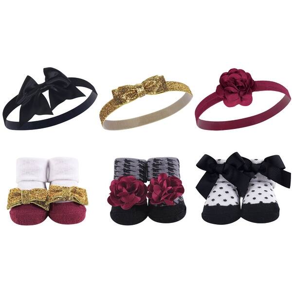 slide 1 of 1, Hudson Baby Infant Girl Headband and Socks Giftset 6pc, Fancy, One Size - Fancy 6-Pack Fancy 6-Pack - One Size