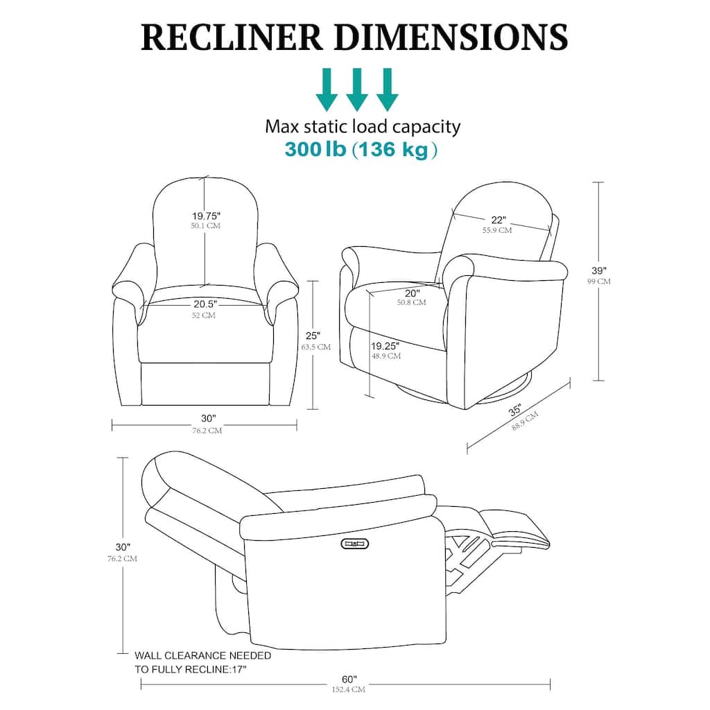 Madison Park Elio 3 in 1 Power Recliner