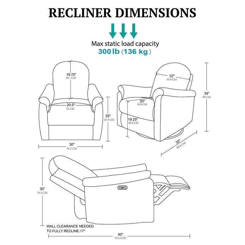 Madison Park Elio 3 in 1 Power Recliner
