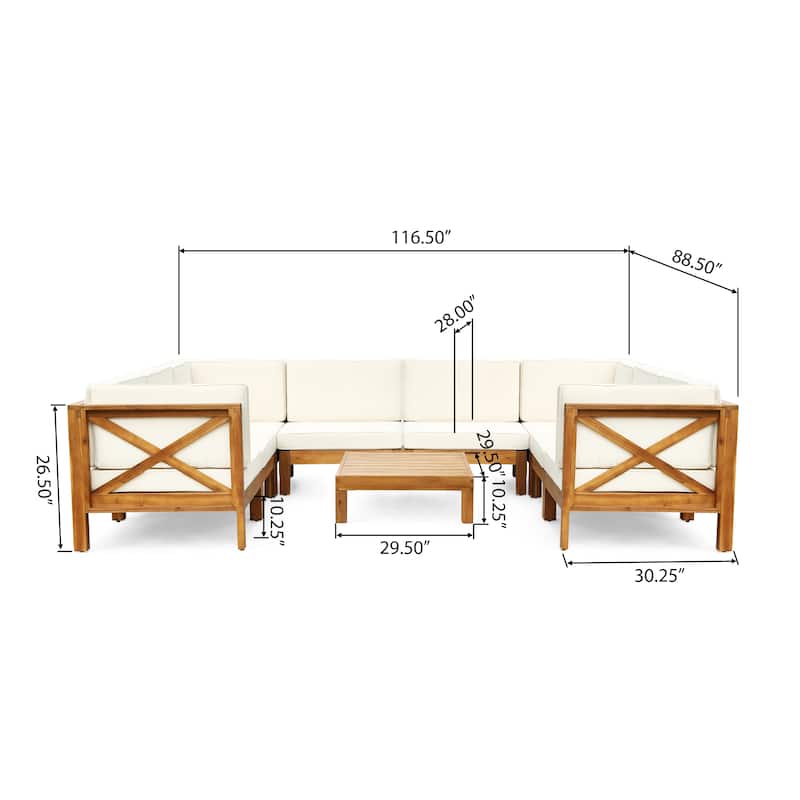 Brava Acacia Wood Outdoor Sectional Sofa by Christopher Knight Home