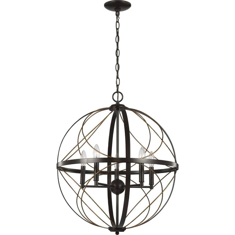 Brandywine Collection Five-Light Antique Bronze Farmhouse Pendant Light - 19.140" x 24.810" x 24.810"