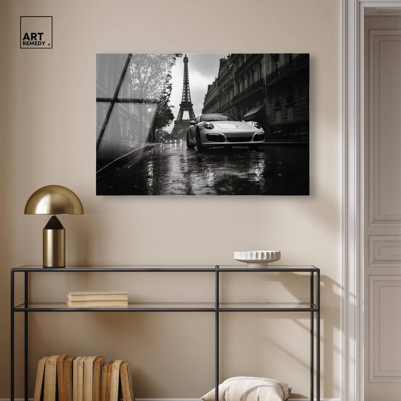 Driving in the Rain Paris Acrylic by Art Remedy, Ready to Hang