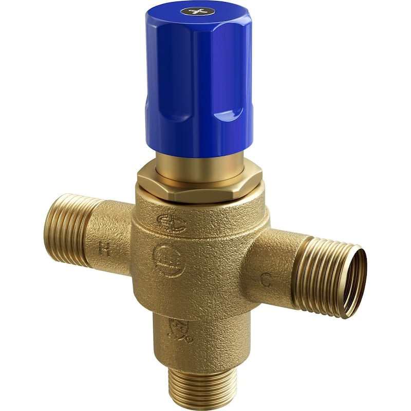 PROFLO PFMVTS12 1/2" Thermostatic Mixing Valve - Single Outlets - Rough Brass