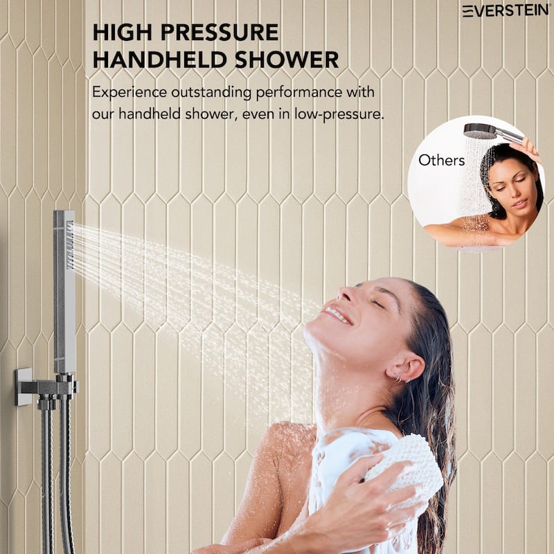 Wall Mounted Shower System Bathtub Facuet Set, High-Pressure 10" Rain Shower Head with Handheld