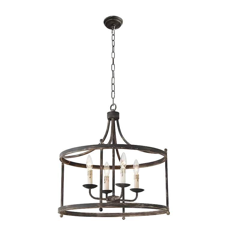 4 - Elegant Antique Rustic Metal Drum Chandelier Farmhouse