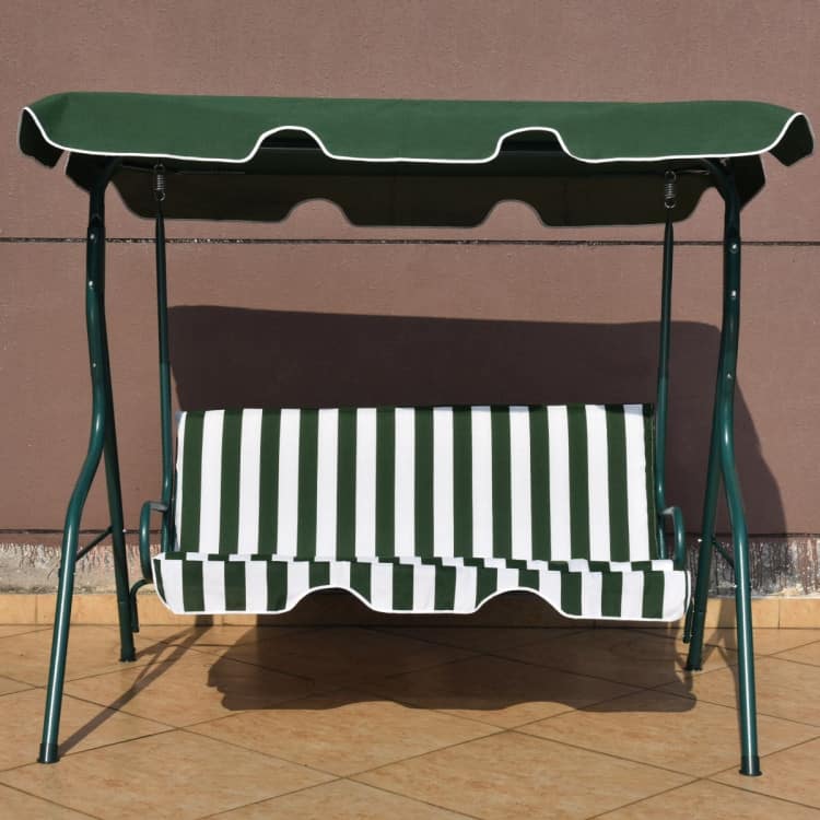 3 Seat Outdoor Patio Canopy Swing with Cushioned Steel Frame - 67.5" x 43.3" x 60.5"(L x W x H)