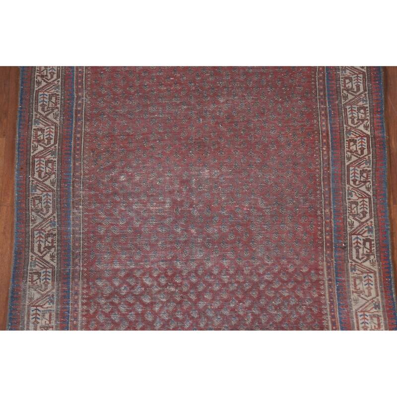 Hand Knotted Oriental 100% Wool Carpet Traditional All-Over Red Botemir Area Rug - 6' 5'' X 4' 1''