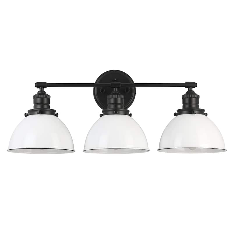 Savannah Matte Black Dimmable 3-Light Vanity Light - Matte Black/White
