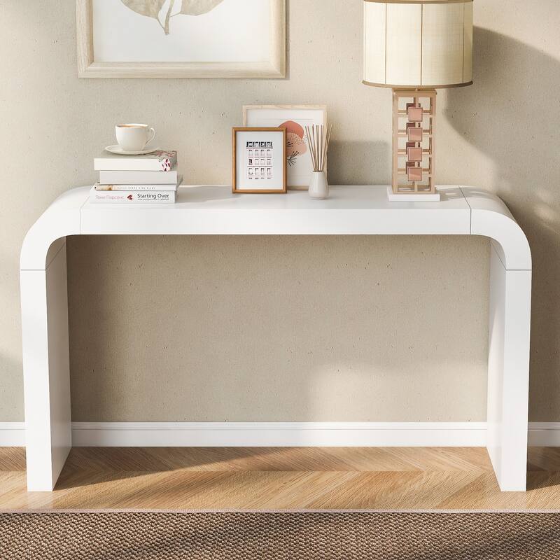 Living Room 55.1 Inch Entryway Console Table with Acacia Veneer