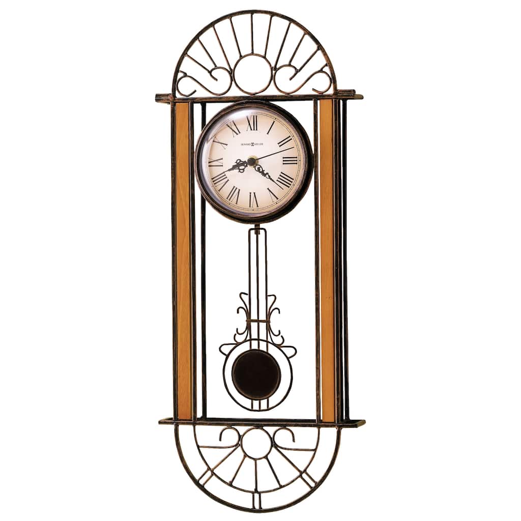 Howard Miller Devahn, Rustic, Vintage, Contemporary, Transitional Wall Clock with Pendulum, Reloj De Pared