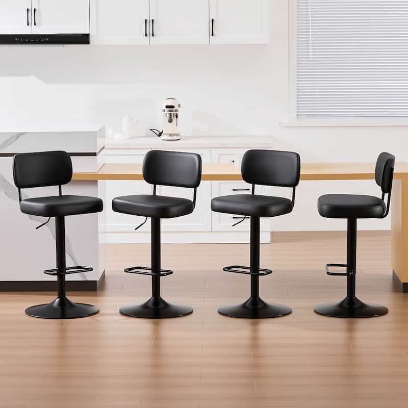 Adjustable Height Swivel Bar Stools with Back and Footrest - 17.7"W x 15.75"D x 35"-42.9"H