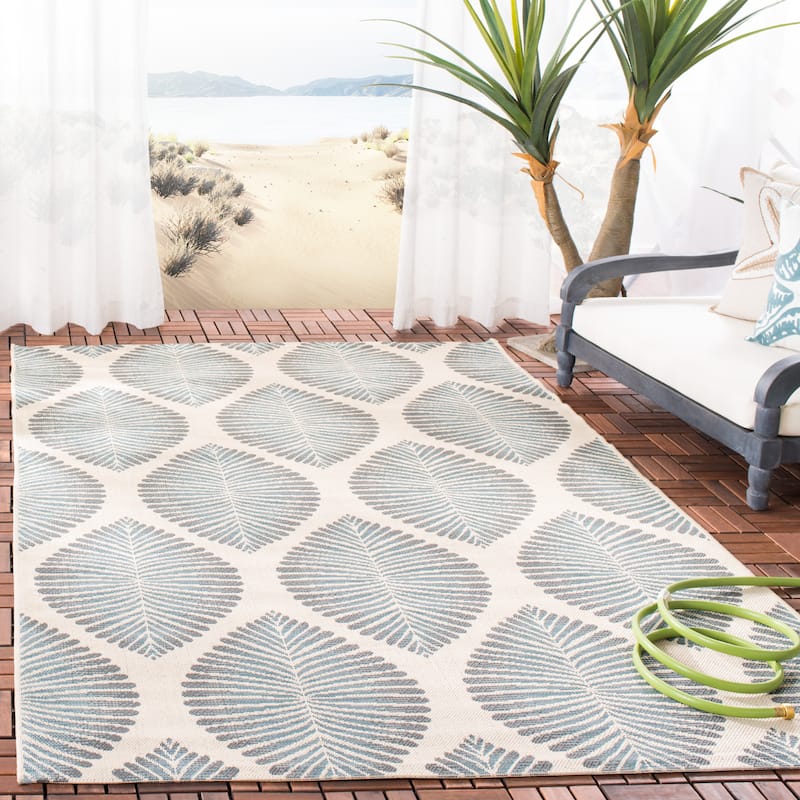 SAFAVIEH Courtyard Rasita Indoor/ Outdoor Waterproof Patio Backyard Rug - 8' x 11' - Beige/Anthracite