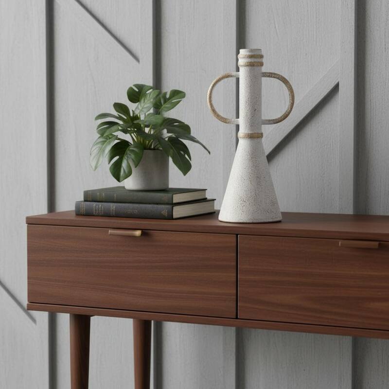 HomeRoots 10" White And Beige Metal Tabletop Sculpture - 5.91 in. x 10.04 in. x 3.94 in. - White/Beige - 5.91 in. x 10.04 in. x 3.94 in.