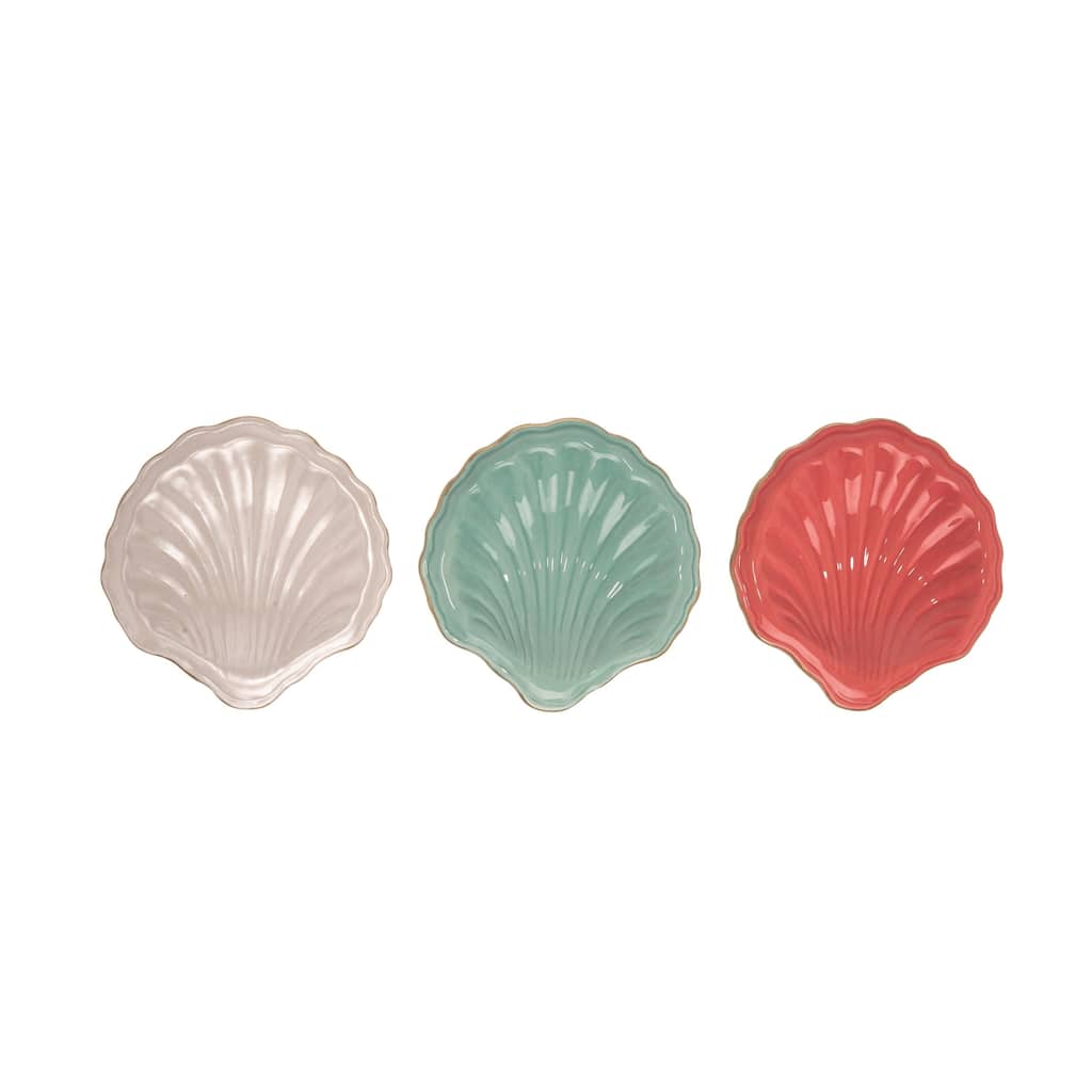 Transpac Ceramic Shell Trinket Dish Set of 3 Spring Home Decorations