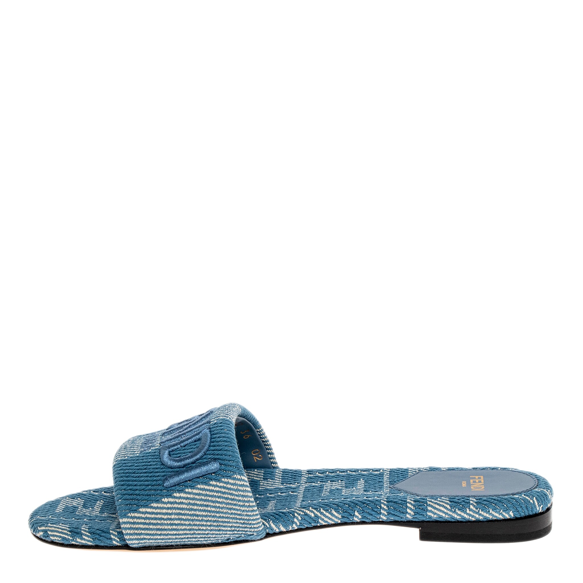 Fendi Sunshine Denim-effect Slides - Overstock - 42936480