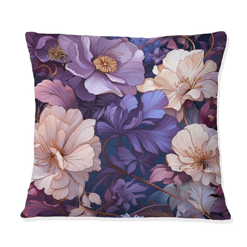 Designart "Wonderland Purple Flowers I" Floral Printed Throw Pillow