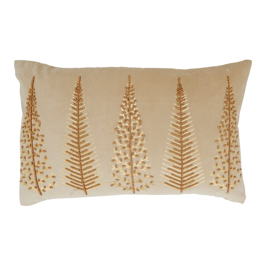 Elegant Embellishment Beaded Christmas Trees Throw Pillow