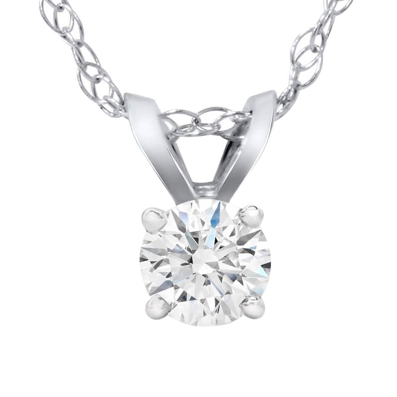 Bliss Diamond 1/4 Carat Solitaire Lab Grown Diamond Pendant White Gold - White - 18 Inch