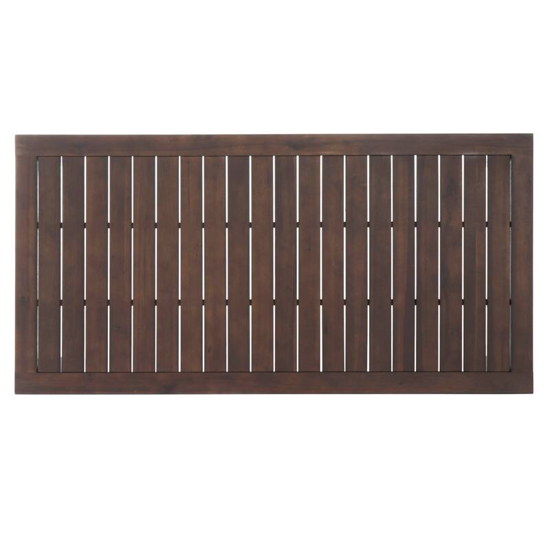 Roomfitters Solid Wood Dining Table, Rectangular Slatted Tabletop, Weather-Resistant Outdoor Patio Table, Dark Brown