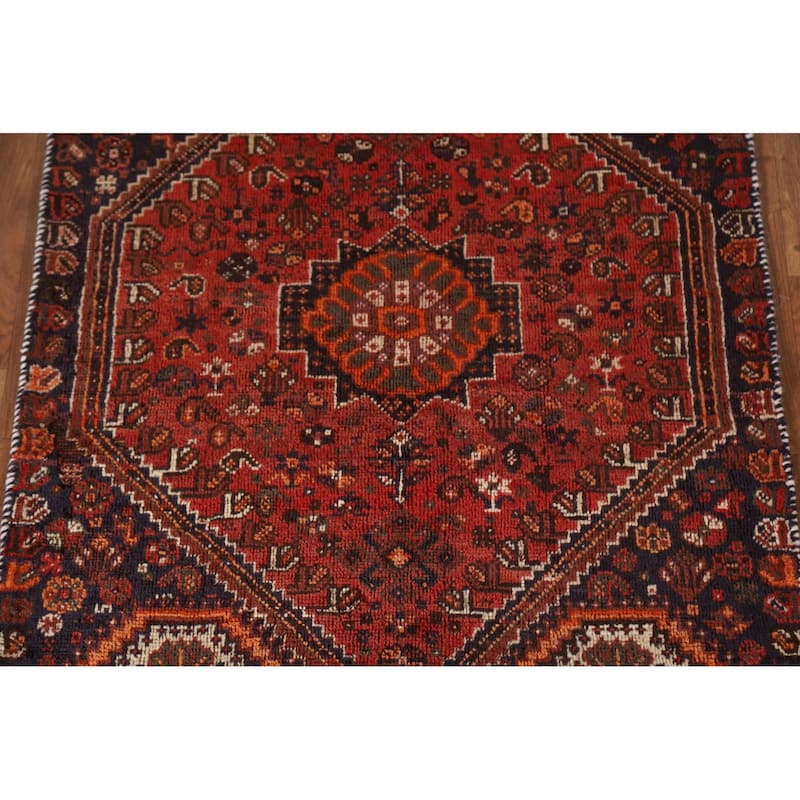 Tribal Geometric Shiraz Persian Vintage Area Rug Handmade Wool Carpet - 3'0"x 5'7"