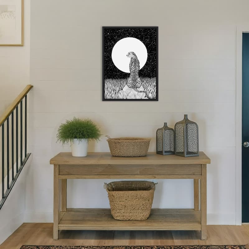 Cheetah Moon Large by Ec Mazur Framed Canvas Wall Art