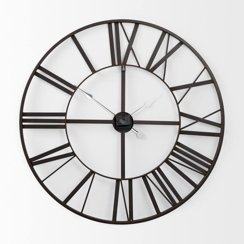 Pender Matte Black Iron 30" Round Wall Clock - 29.9"W x 1.7"D x 29.9"H