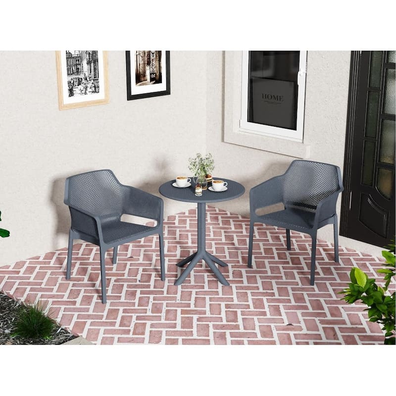 3 piece plastic arm chair Bistro GRS Premium Ocean Plastic - Grey