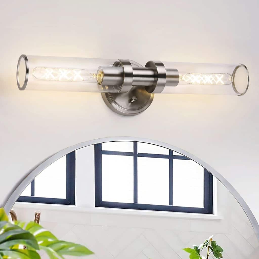 2 light vanity light nickel hallway light glass, metal wall light