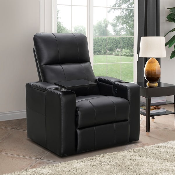 slide 1 of 36, Abbyson Rider Faux Leather Theater Power Recliner Black - 1 Piece