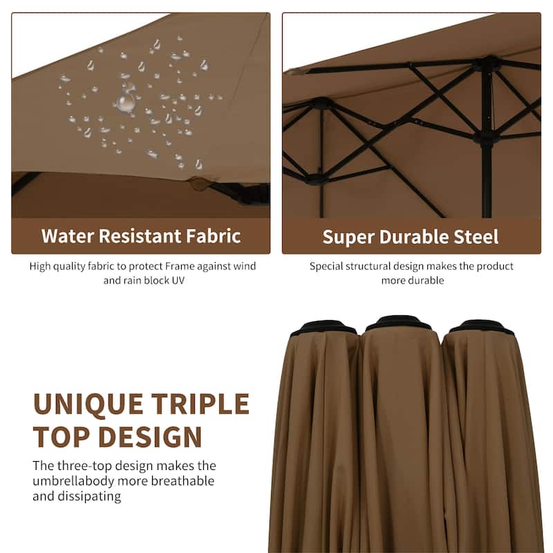 Ainfox 13FT/15FT Patio Umbrella Large Outdoor Umbrella with Base