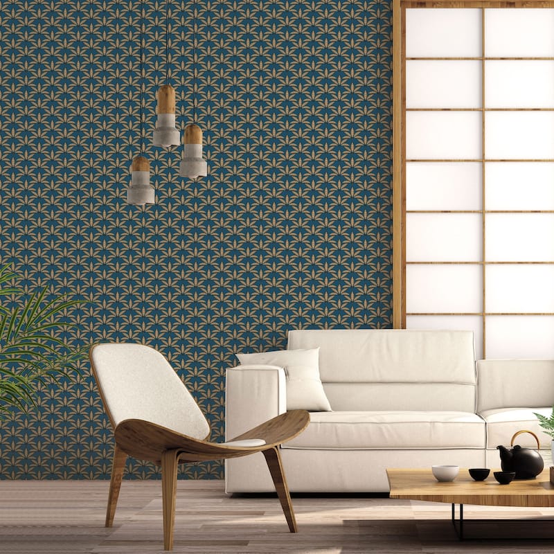 Galerie Wallcoverings Into The Wild Leaf Motif Non-woven Metallic Wallpaper Roll