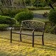 preview thumbnail 2 of 7, Gardenised Black Patio Garden Park Yard 50" Outdoor Steel Bench Powder Coated with Cast Iron Back