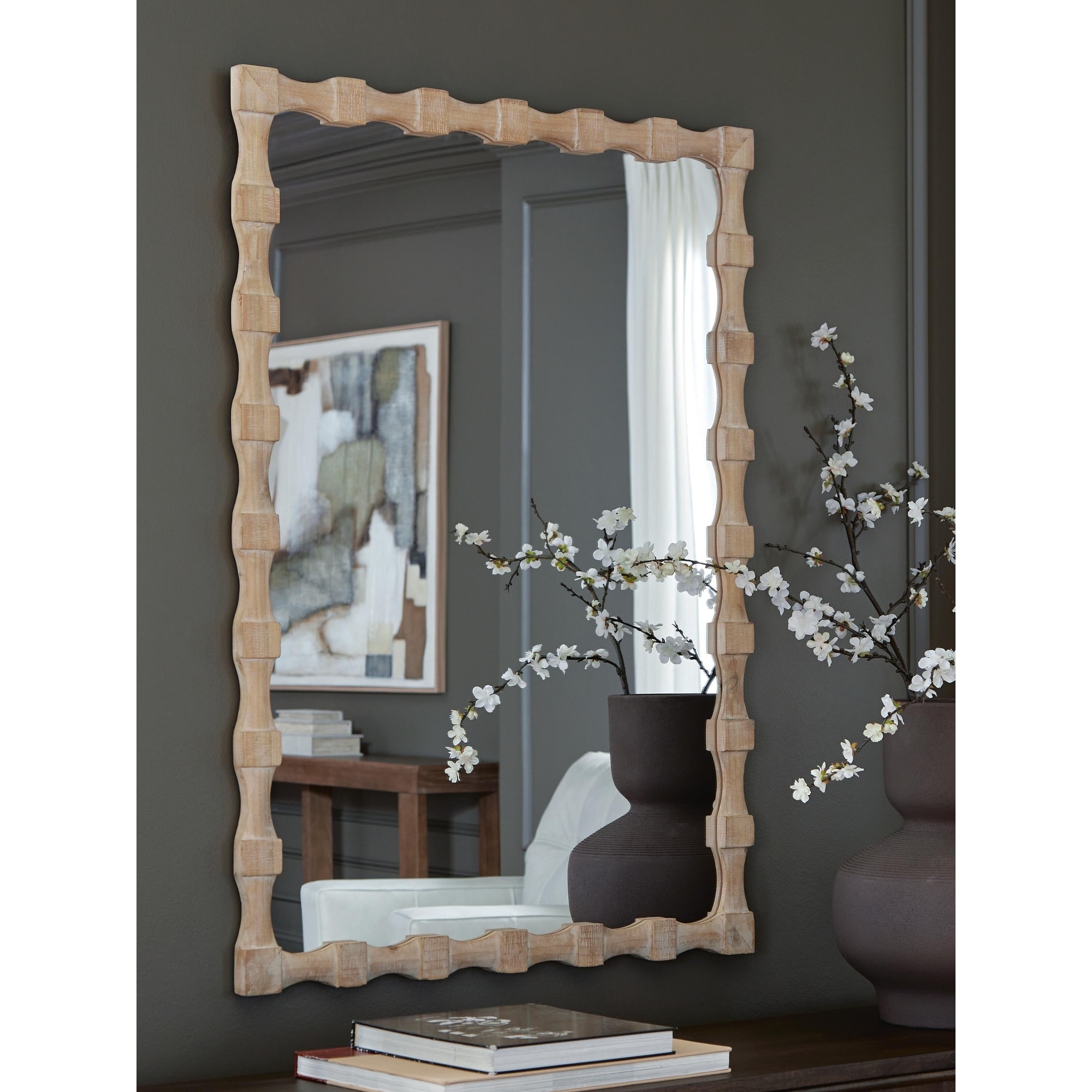 Signature Design by Ashley Acelmore Light Brown Accent Mirror - 36"W x 1"D x 48"H
