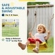 preview thumbnail 6 of 7, Qaba Kids Swing Set for Backyard, Playground Set with 6 FT Slide, 2 Adjustable Swings, Fort with Canopy, Ground Stakes, Brown